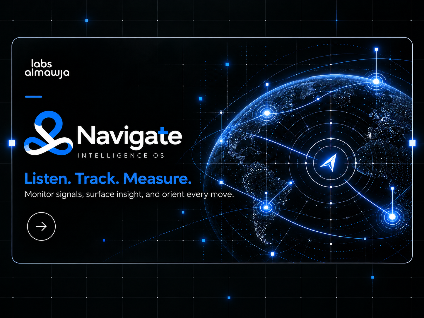Navigate — Intelligence OS. Listen. Track. Measure. Monitor signals, surface insight, and orient every move.